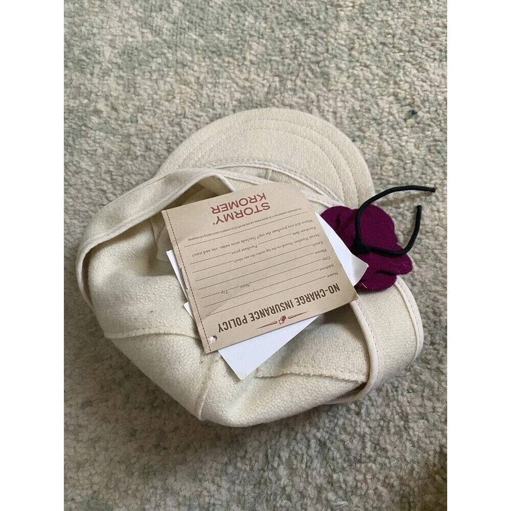 NEW! The Lil Petal Pusher Sz XL Stormy Kromer Girls Hat Winter White/Raspberry